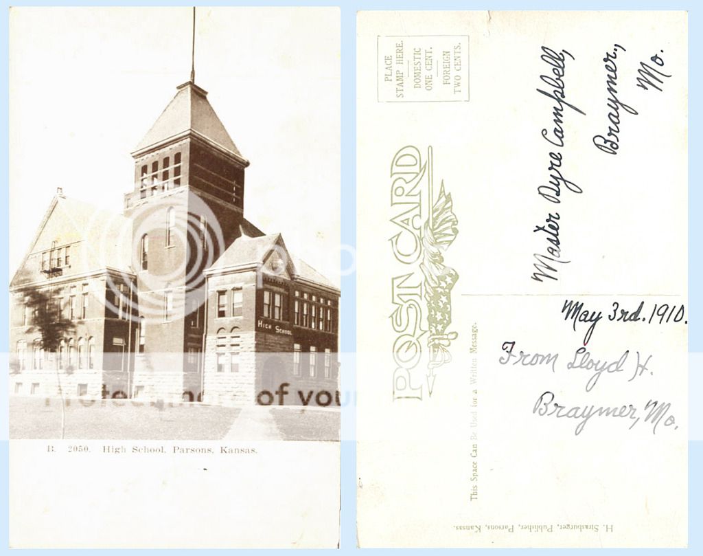 High School Parsons Kansas 1910 Postcard Architecture eBay